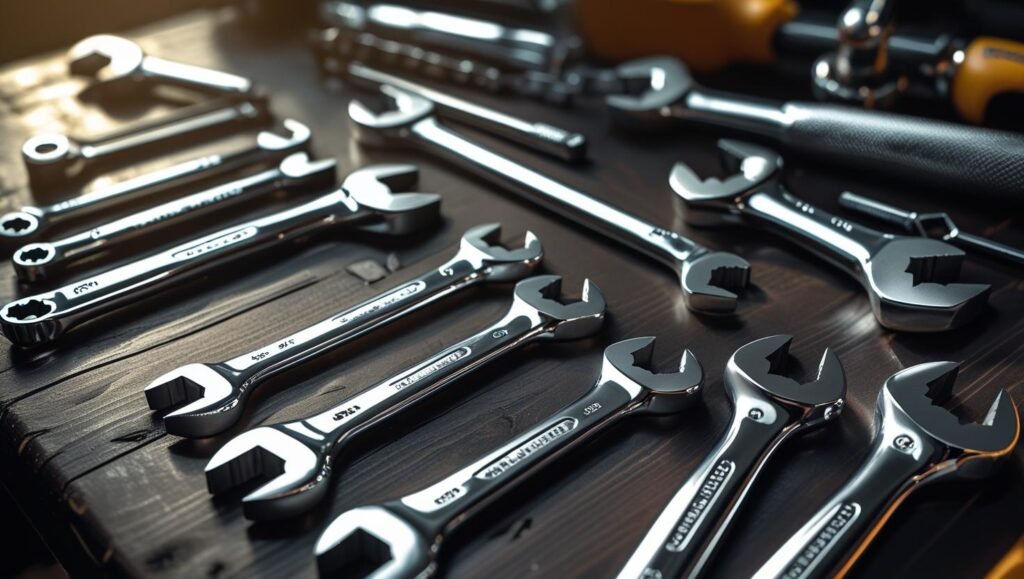 CREATE ME AN IMAGE SHOWING TOOLS LIKE WRENCH AND SCREW DRIVERS